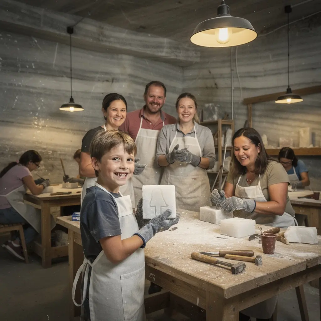 Gruppen von Besuchern, die die faszinierenden Salzformationen bewundern.